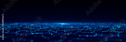Futuristic digital data transfer concept. High-speed data flow of cryptocurrency servers. Blockchain technology. 3D rendering.