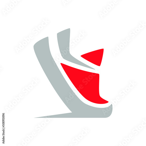 Sports running shoe symbol on white backdrop. Design element
