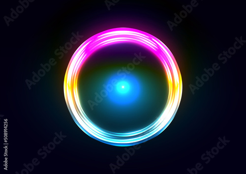 abstract vector neon circle  light and glow round frame background, circle of glowing neon lighting on dark background,illustration vector design