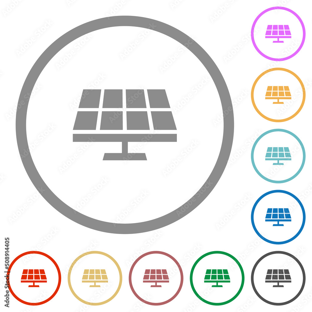 Solar panel solid flat icons with outlines Solar panel solid flat icons with outlines