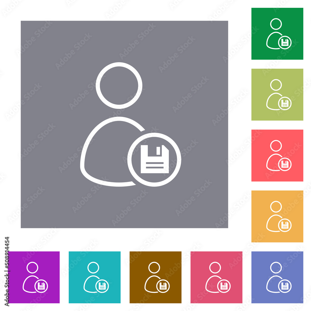 Save user account outline square flat icons