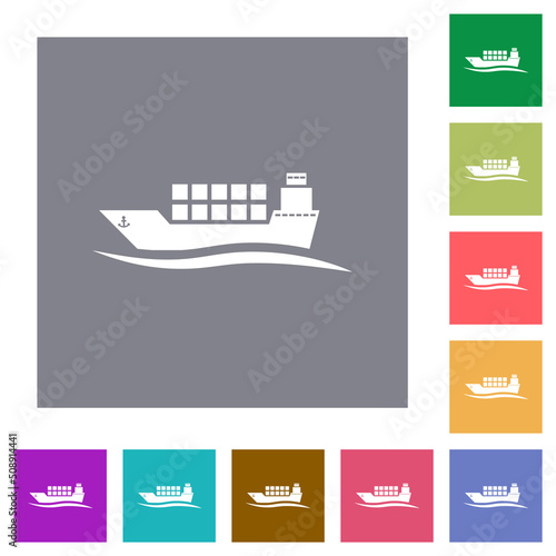 Freighter with wave square flat icons