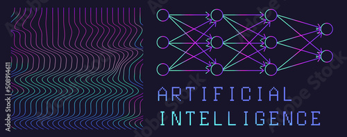 Abstract scientific background with scheme of a neural network.