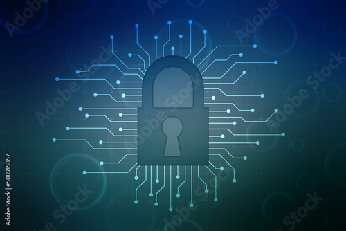 Wallpaper Mural Digital Padlock on abstract technology background, Technology security concept. Modern safety digital background. Protection system, Cyber Security and safety information, personal data concept Torontodigital.ca