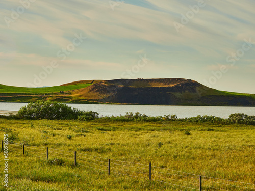 Skútustaðagígar Islandia Pseudo cráteres en el lago de los mosquitos, Lake Myvatn  photo