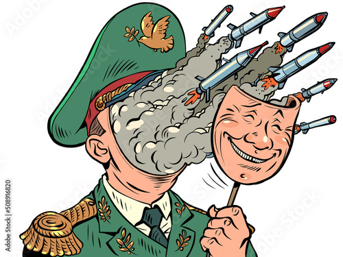 military politician hawk war propaganda, officer with nuclear missiles