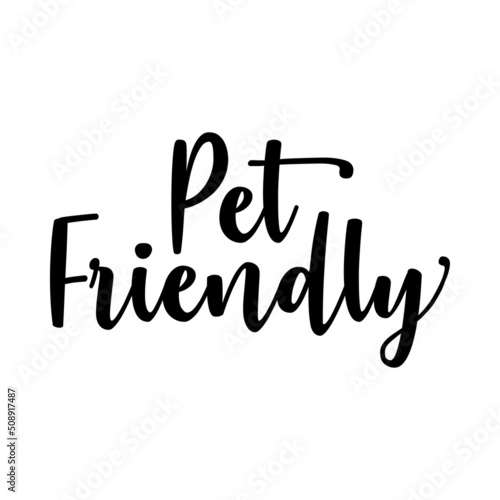 Texto manuscrito Pet Friendly para su uso en banner, carteles y tarjetas en color negro