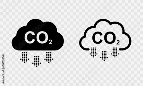 Co2, carbon, dioxide emissions, gas, pollution vector icon. Cloud with co2 icon. Reduce exhaust pollution air. Line pictograms.