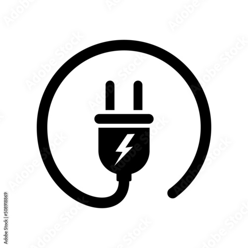 Electric plug vector icon on white background. Electrical cord or cable. Electric power. Vector 10 EPS. photo