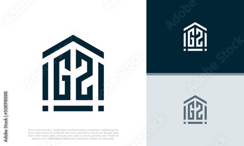 Simple Initials GZ logo design. Initial Letter Logo. Shield logo.
