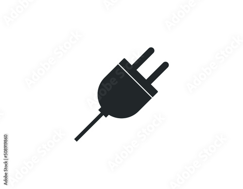 Electric Plug. Flat Vector Icon. Simple black symbol on white background