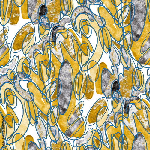 Creative seamless pattern with beautiful bright abstract elements. Colorful t...