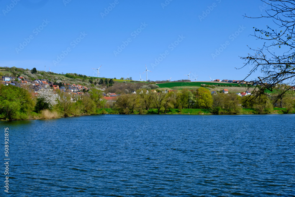 Landschaft in der Schonunger Bucht bei Schonungen, Landkreis Schweinfurt, Unterfranken, Franken, Bayern, Deutschland