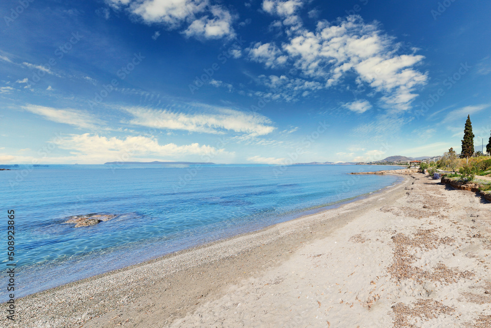 Beach of Kalivia Lagonisi in Attica, Greece