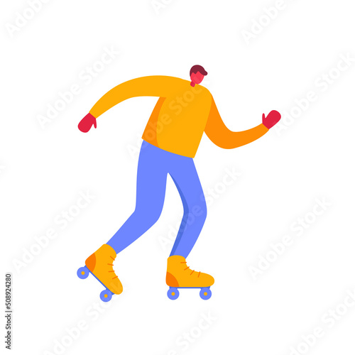 Boy rollerblades. Vector illustration