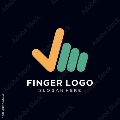 Fingers with check logo design vector template.