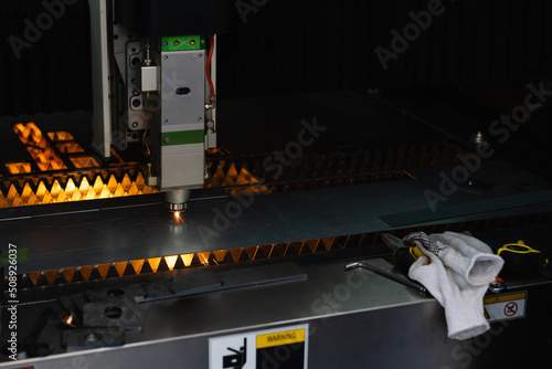 Automatic machine for cutting metal. Smart factory