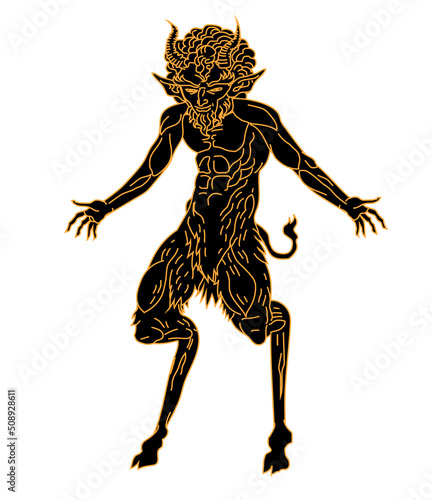 orange and black satyr pan god