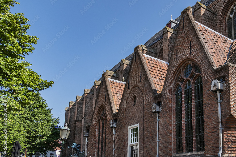 St. George’s Church (Sint Joriskerk, 1200 - 1375-1450) at the Garden square (De hof) in the medieval center of the Dutch historic city of Amersfoort. the Netherlands.