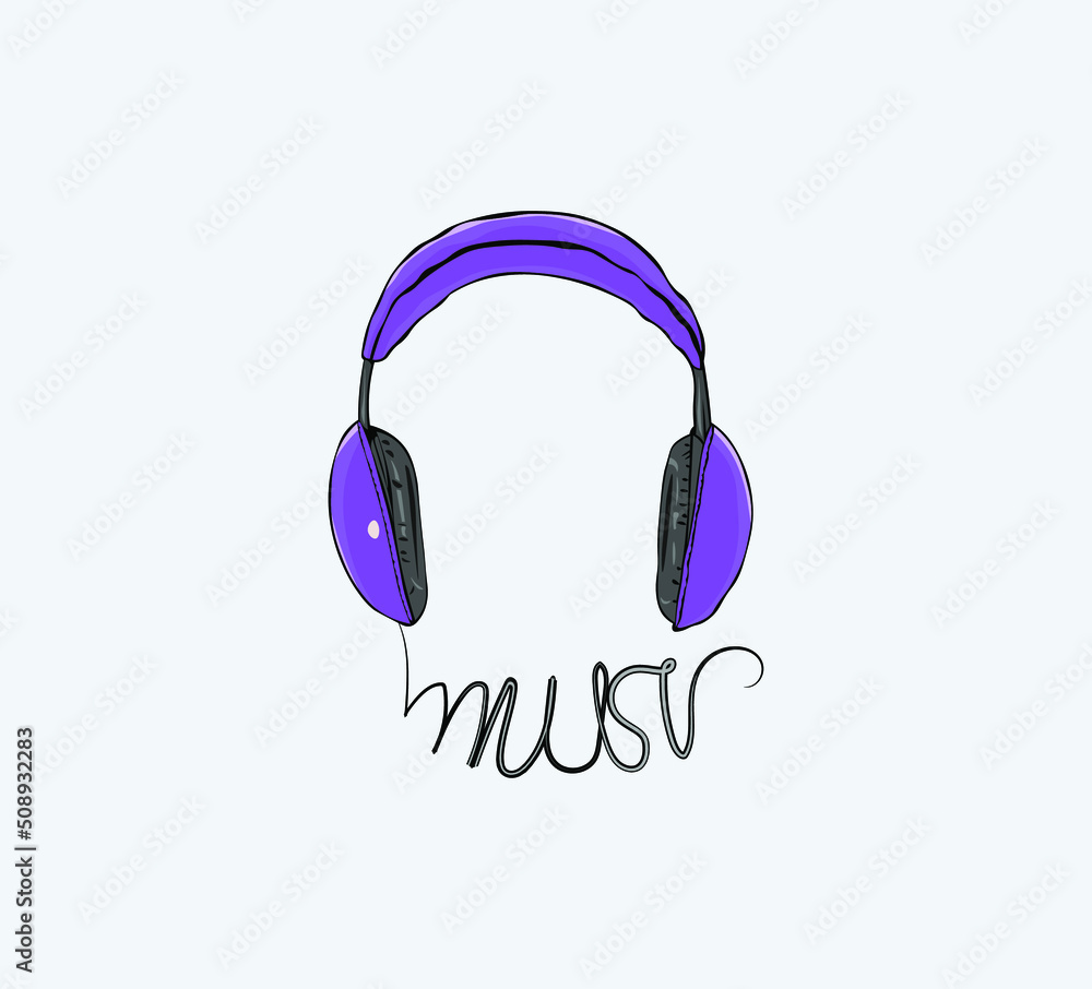beautiful soft purple headphones. a fully editable template for your projects. Stock Vector