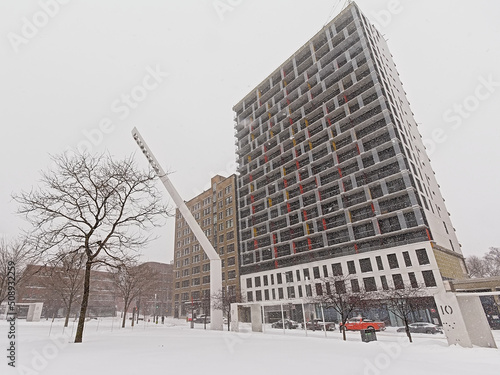  Parterre du Quartier des spectacles  square in the snow in Montreal  Canada