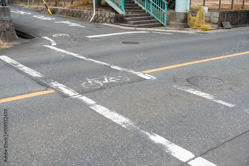 自転車専用横断歩道の写真。 Fototapet
