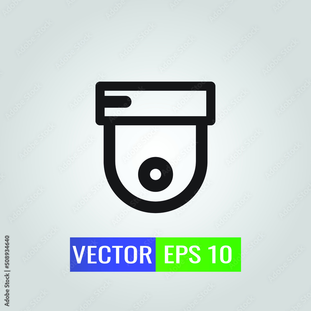 Icon illustration of Security Camera On White Background - Single high quality outline black style for web design or mobile app. Icon illustration of Security Camera On White Background - Single high quality outline black style for web design or mobile app.
