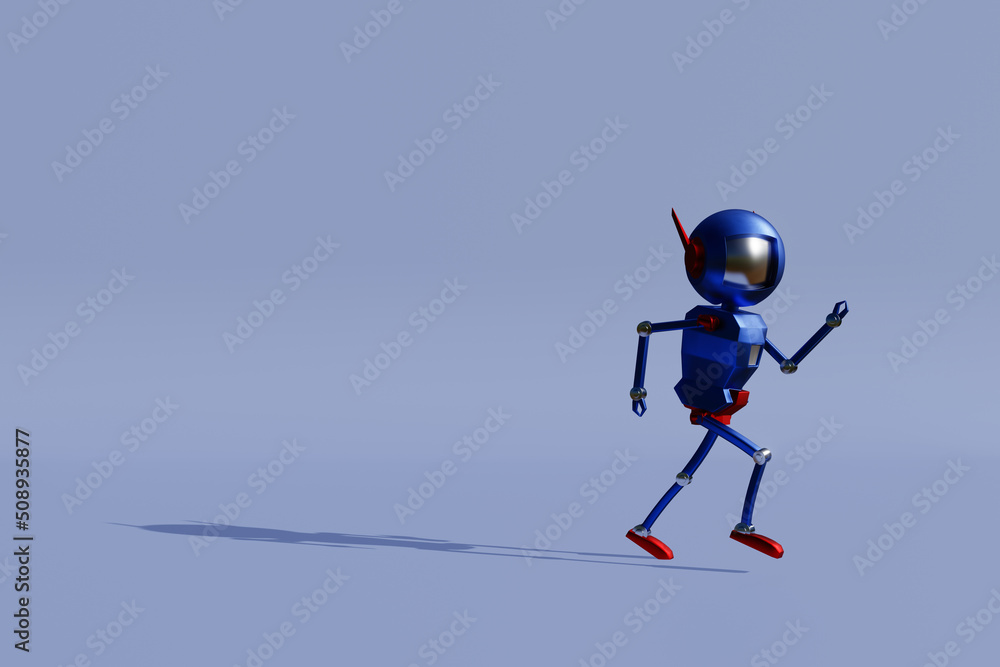 Obraz premium 3d metal robot character running a sprint, 3d rendering