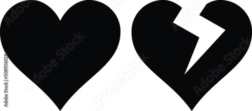 heart broken icon. broken heart sign. heart crack logo illustration