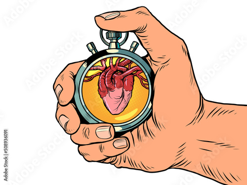 heart beat, heart rate medicine health sports stopwatch, speed meter. Time clock arrows are an accurate instrument. Run