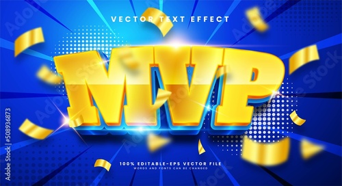 MVP 3d editable text effect with gold color, suitable for champion themes.