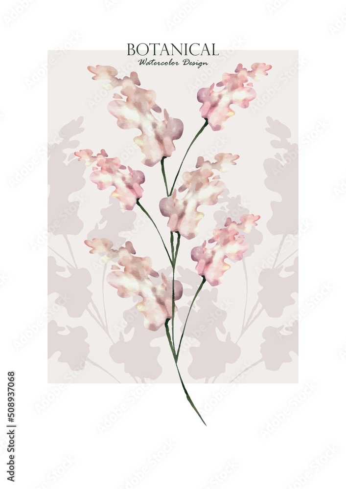 Watercolor of pink floral vector template design
