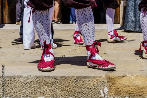 Espardenya is a piece of light wool made of natural fibers with a single piece of cane, esparto fiber. These sandals are very popular all over the Pyrenees, from Catalonia to the Basque Country. photo