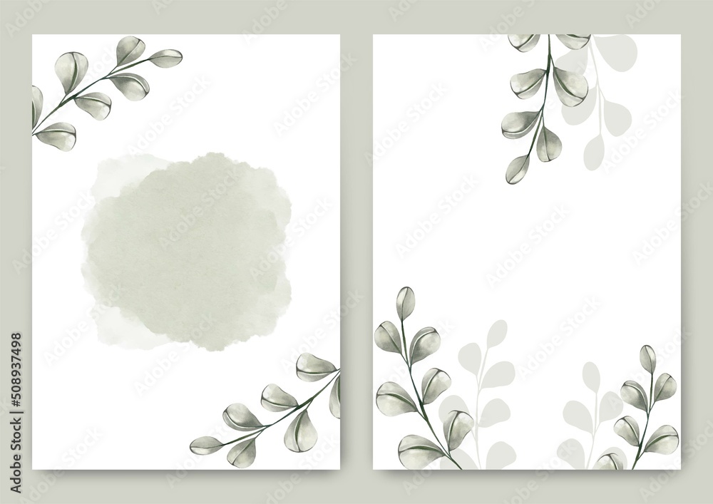 Watercolor of natural leaves background vector template design