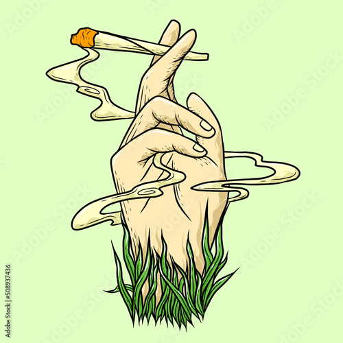 May 31st World No Tobacco Day banner design. Hand holding a cigarette and smoke turned into a skull to convey the dangers of smoking. Stop smoking poster for disease warning. No smoking sign.