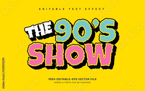 90s vintage editable text effect template
