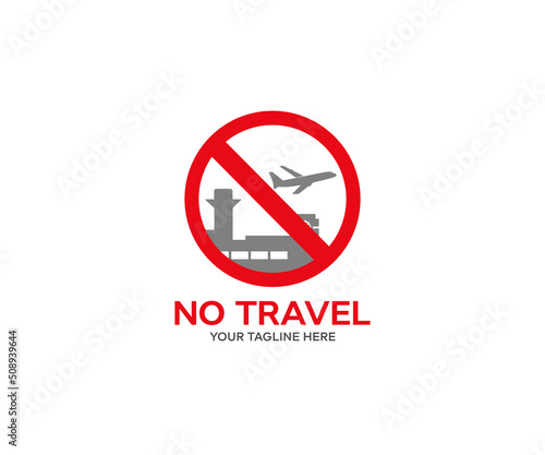 Free Download No flying, no travel, no fly zone logo design. Ban travel on plane vector design and illustration. - GFXLoad