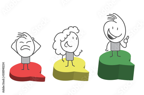 Stick figures. People with speech bubbles. Cartoon style. Social networks, news, social networks, chat, dialogue speech bubbles.