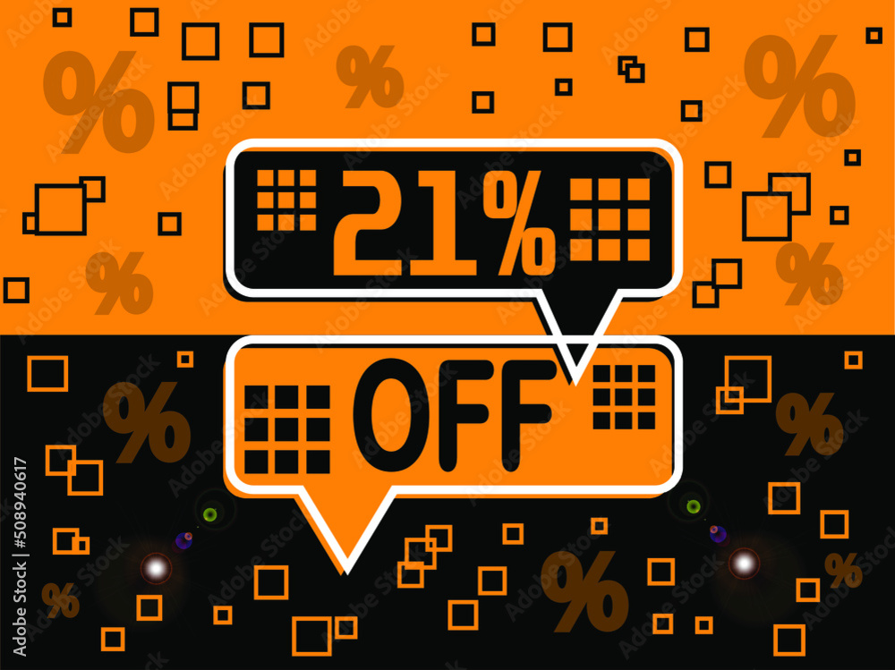 21% special offer. Banner com super desconto 21% in black and orange. 21% special offer. Banner com super desconto 21% in black and orange.