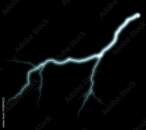Thunderbolt. Realistic lightning. Electricity thunder light storm flash thunderstorm in cloud. Lightning bolts on a black background.