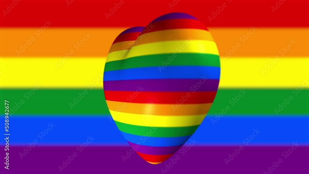 LGBTQ Pride Flag background with a spinning rainbow colored heart. Full HD and looping motion background for Pride Month. LGBTQ Pride Flag background with a spinning rainbow colored heart. Full HD and looping motion background for Pride Month.