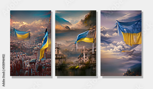 Poster for banner design. World peace posters set. Flag pattern.
