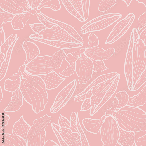 Pink pattern with flowers lilies