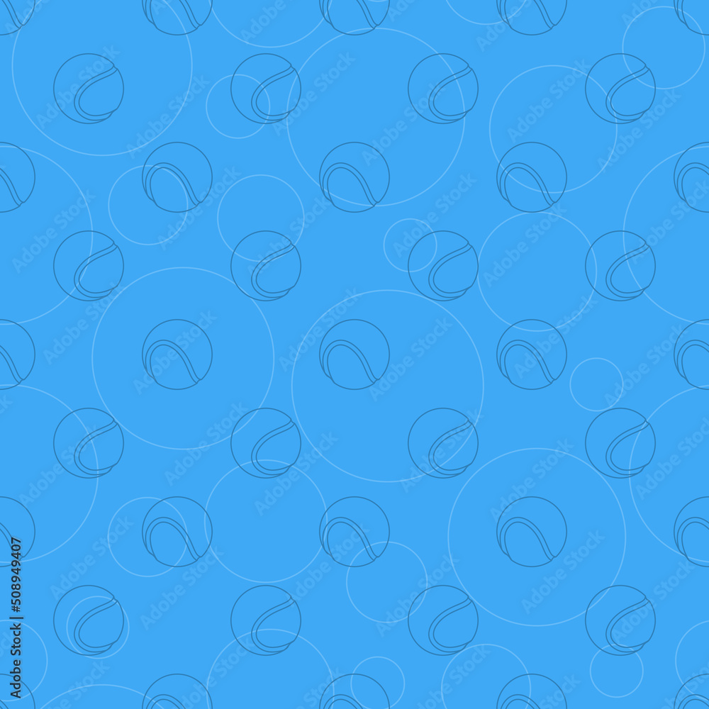 Thin line Tennis balls in seamless pattern on a blue background. Colorful illustration art for tournament illustration and sport apps. Vector EPS 10 Thin line Tennis balls in seamless pattern on a blue background. Colorful illustration art for tournament illustration and sport apps. Vector EPS 10
