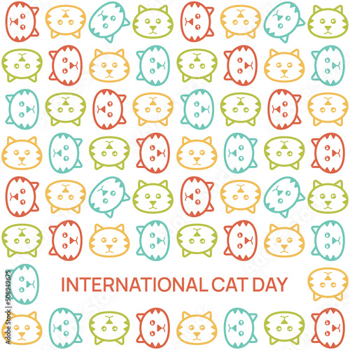 International cat day. Vector card.