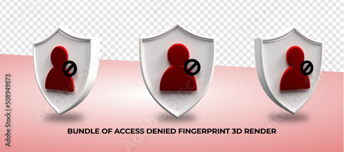 bundle of 3D render access denied icon render scan