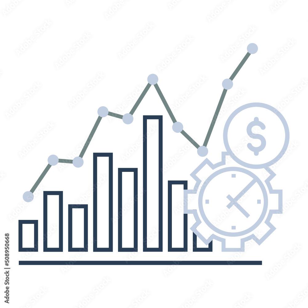 Efficiency, bar chart, time management icon Efficiency, bar chart, time management icon