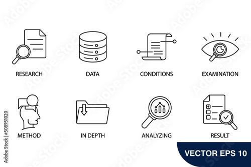 case study icons set . case study pack symbol vector elements for infographic web