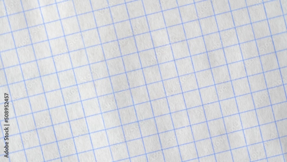 Top sheet of notebook. Cells on a leaf. light paper. background. blue lines. Maths. study notebook. close-up. Top sheet of notebook. Cells on a leaf. light paper. background. blue lines. Maths. study notebook. close-up.