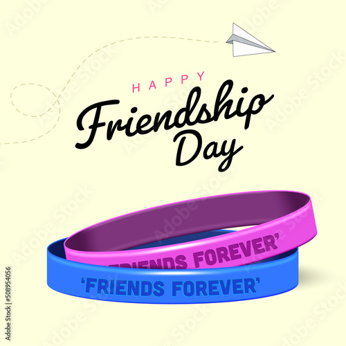 Vector illustration of Happy friendship day concept, friends forever written on friendship band